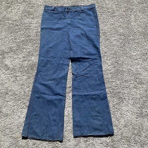Double RRN Blue Denim Jeans Bell Flare Disco Rare Vtg Size 38/15